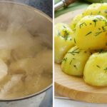 Ile gotować ziemniaki? Ziemniaki w garnku z wrzącą wodą i ugotowane - posypane koperkiem / Fot. Canva.com