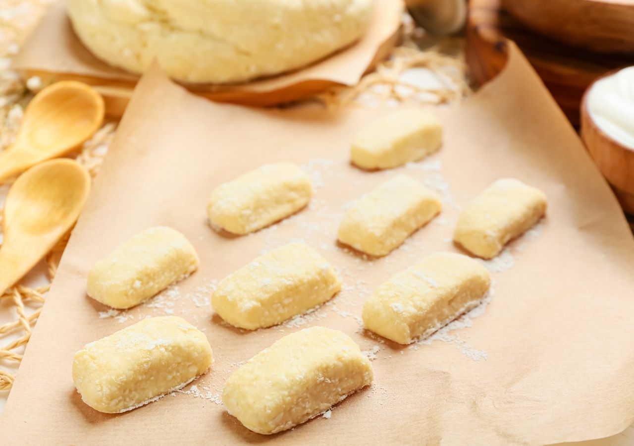 Surowe kluski leniwe, czekają na gotowanie